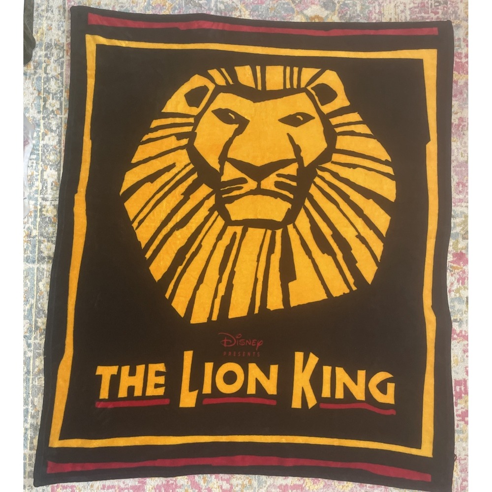 Disney The Lion King Broadway Musical Large Throw Blanket Black Gold Red Fleece